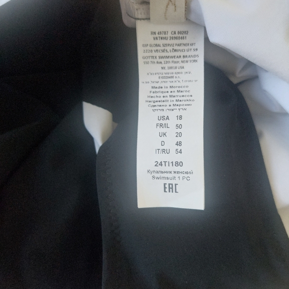 Gottex Swimsuit Timeless Mastectomy One Piece, Size 18, Black / White - Picture 8 of 16